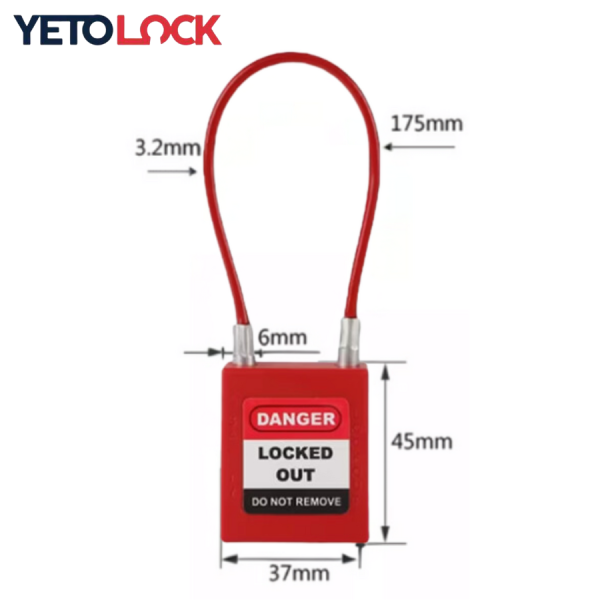 Lockout padlock 76mm with sheathed cable shackle 3.2mm